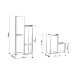 Decortie Sule Modern Plant Stand Multipurpose 2-Piece Display Mocha Grey H 89Cm - thumbnail 3