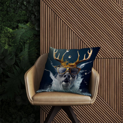 Warren Reed Designer Stag Splashart Outdoor Cushion 60Cm X 60Cm