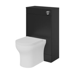 GoodHome Imandra Matt Black Modern Freestanding Toilet Cabinet (H)840mm X (W)500mm - thumbnail 3