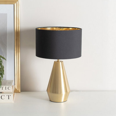 Valuelights Jax Gold Dimmable Touch Table Lamp With Black With Gold Inner Lamp Shade - image 1