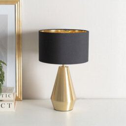 Valuelights Jax Gold Dimmable Touch Table Lamp With Black With Gold Inner Lamp Shade