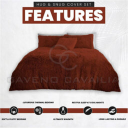 Gc Gaveno Cavailia Hug & Snug Teddy Fleece Single Rust Duvet Cover With Matching Pillowcase Warm Fluffy Soft & Cosy Bedding Set - thumbnail 3