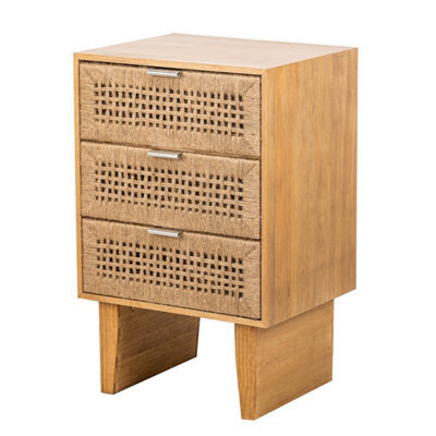 Nordlys 3-Drawer Wooden And Natural Rattan Dresser Exotic Boho Bedroom - image 1