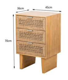 Nordlys 3-Drawer Wooden And Natural Rattan Dresser Exotic Boho Bedroom - thumbnail 6