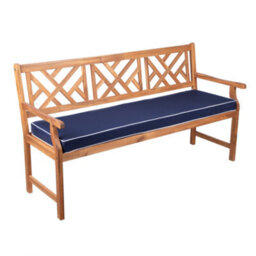 Alfresia 3 Seater Wooden Garden Bench With Luxury Navy Blue Garden Cushion