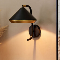 Beliani Black Copper Wall Lamp 20 X 30 X 28 Cm - Adjustable Cone Shade Industrial Spotlight For Living Room - thumbnail 1