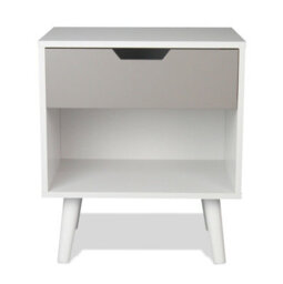 Aspect Furniture Ileni Bedside Table W/ 1 Drawer,nightstand Lamp Desk For Bedroom-White/grey - thumbnail 3