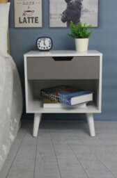 Aspect Furniture Ileni Bedside Table W/ 1 Drawer,nightstand Lamp Desk For Bedroom-White/grey - thumbnail 7