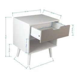 Aspect Furniture Ileni Bedside Table W/ 1 Drawer,nightstand Lamp Desk For Bedroom-White/grey - thumbnail 8
