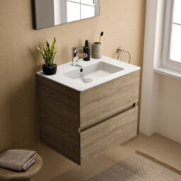 Ideal Standard Eurovit+ 600mm Wall Mounted Vanity Unit With 2 Drawers In Natural Oak - thumbnail 3