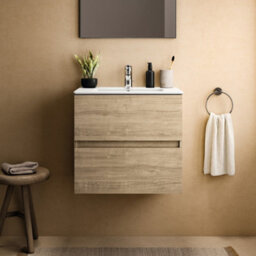 Ideal Standard Eurovit+ 600mm Wall Mounted Vanity Unit With 2 Drawers In Natural Oak - thumbnail 2