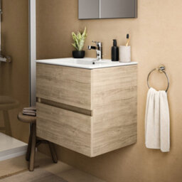 Ideal Standard Eurovit+ 600mm Wall Mounted Vanity Unit With 2 Drawers In Natural Oak - thumbnail 1