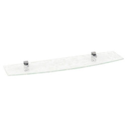 Urbn-Living Urbnliving 60Cm Width White Design Large Bowed Floating Glass Wall Shelves Damask Floral Design With Clip Supports - thumbnail 3