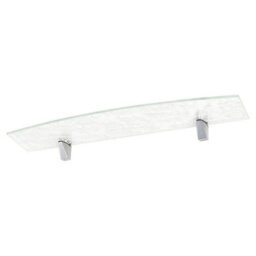 Urbn-Living Urbnliving 60Cm Width White Design Large Bowed Floating Glass Wall Shelves Damask Floral Design With Clip Supports - thumbnail 4
