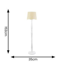 Valuelights Victoria White Wood Floor Lamp With Linen Scallop White Trim Tapered Shade & Bulb - thumbnail 6