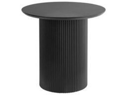 Wyld and Coco Lumina Side Table - Black Mdf Top With Ribbed Steel Base, 50 Cm Diameter - thumbnail 1