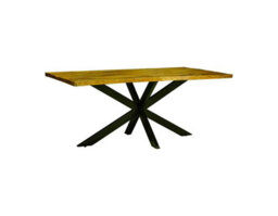 Buttercup Farm Kerela Artificial Edge Spider Leg Dining Table - Mango Wood/iron - L80 X W140 X H76 Cm - Mango Pp Saw Finish - thumbnail 2