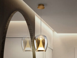 Luminosa Lighting Luminosa Suspiro 25Cm Dome Pendant Ceiling Light Gold, Amber Led 3000K - Uk Stock - thumbnail 1