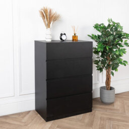 Home Treats 4 Chest Of Drawer Black Deep Chest Of Wooden Drawers - thumbnail 2