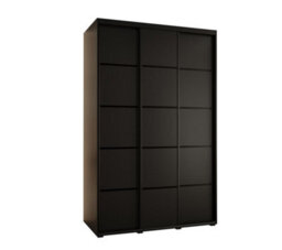 Arte Cannes Iv Stylish Black Sliding Door Wardrobe 1500mm H2050mm D600mm With Black Steel Handles And Decorative Strips