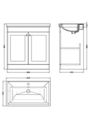 Balterley Swynnerton Traditional Bathroom Floor Standing 2-Door Vanity Unit & Fireclay Basin, Satin White, 800mm - thumbnail 8