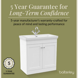 Balterley Swynnerton Traditional Bathroom Floor Standing 2-Door Vanity Unit & Fireclay Basin, Satin White, 800mm - thumbnail 6