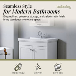 Balterley Swynnerton Traditional Bathroom Floor Standing 2-Door Vanity Unit & Fireclay Basin, Satin White, 800mm - thumbnail 2