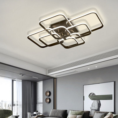Living And Home 8 Light Square Black Modern Led Low Energy Semi Flush Acrylic Ceiling Light Fixture Dimmable - image 1