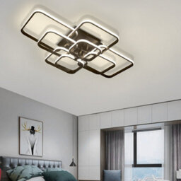 Living And Home 8 Light Square Black Modern Led Low Energy Semi Flush Acrylic Ceiling Light Fixture Dimmable - thumbnail 2
