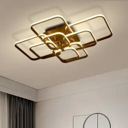 Living And Home 8 Light Square Black Modern Led Low Energy Semi Flush Acrylic Ceiling Light Fixture Dimmable - thumbnail 3