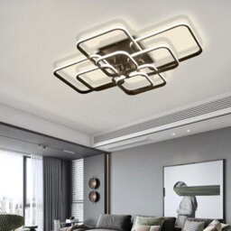 Living And Home 8 Light Square Black Modern Led Low Energy Semi Flush Acrylic Ceiling Light Fixture Dimmable