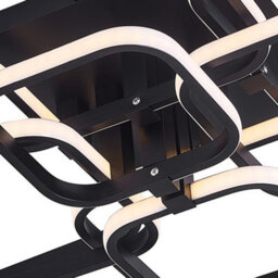 Living And Home 8 Light Square Black Modern Led Low Energy Semi Flush Acrylic Ceiling Light Fixture Dimmable - thumbnail 6