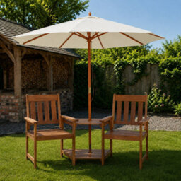 Samuel Alexander Rydal 2 Seater Wooden Love Seat & 2.7M Cream Parasol Set - thumbnail 1