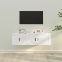 Berkfield Classic 2 Piece Tv Cabinet Set White Engineered Wood - thumbnail 2