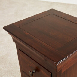 The Furniture Market French Hardwood 2 Drawer Slim Bedside Cabinet French Style Design Rich Mahogany Stained Finish Compact Size For Small Bedrooms - thumbnail 5