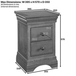 The Furniture Market French Hardwood 2 Drawer Slim Bedside Cabinet French Style Design Rich Mahogany Stained Finish Compact Size For Small Bedrooms - thumbnail 7