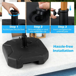 Costway 45 Cm Fillable Umbrella Base 40 Kg Heavy-Duty Patio Umbrella Stand-Black - thumbnail 5
