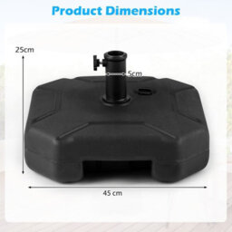 Costway 45 Cm Fillable Umbrella Base 40 Kg Heavy-Duty Patio Umbrella Stand-Black - thumbnail 2