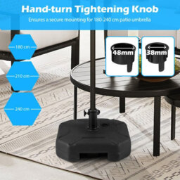 Costway 45 Cm Fillable Umbrella Base 40 Kg Heavy-Duty Patio Umbrella Stand-Black - thumbnail 7