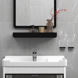 Jassferry Wall Mounted Toothbrush Tumbler Holder Single Frosted Black Glass Square Cup - thumbnail 6