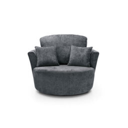 Abakus Direct Harriet Crushed Chenille Swivel Chair In Dark Grey
