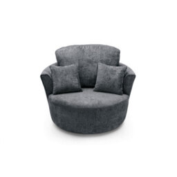 Abakus Direct Harriet Crushed Chenille Swivel Chair In Dark Grey - thumbnail 4