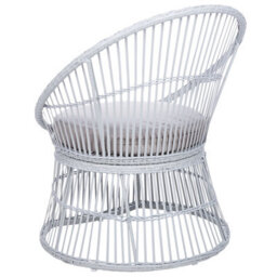 Beliani Bistro Set With Cushions Mesyna Pe Rattan White - thumbnail 6