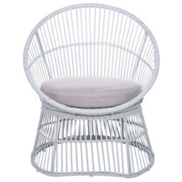 Beliani Bistro Set With Cushions Mesyna Pe Rattan White - thumbnail 5