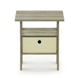 Walplus Furinno Andrey End Table Nightstand With Bin Drawer, Sonoma Oak/ivory - thumbnail 4