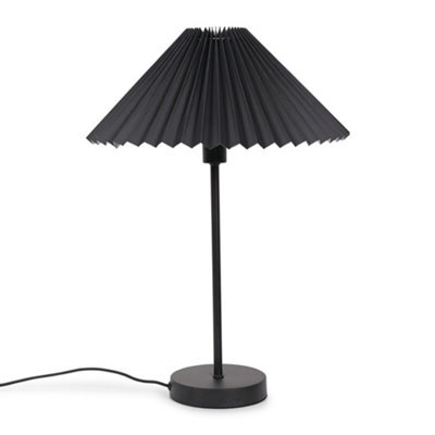 Valuelights Akira Black Metal Table Lamp With Pleated Lampshade - Led Bulb Included - image 1