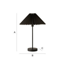 Valuelights Akira Black Metal Table Lamp With Pleated Lampshade - Led Bulb Included - thumbnail 9