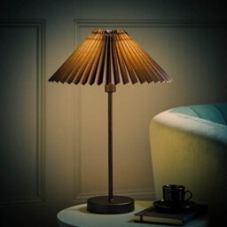 Valuelights Akira Black Metal Table Lamp With Pleated Lampshade - Led Bulb Included - thumbnail 3