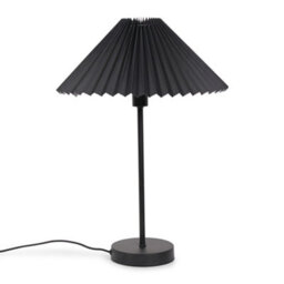 Valuelights Akira Black Metal Table Lamp With Pleated Lampshade - Led Bulb Included - thumbnail 1