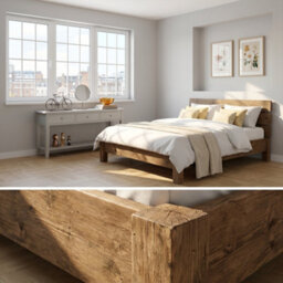 Orvix Super King Bed Frame 30Cm High  / Chunky Solid Rustic Pine Bed With Headboard - thumbnail 6